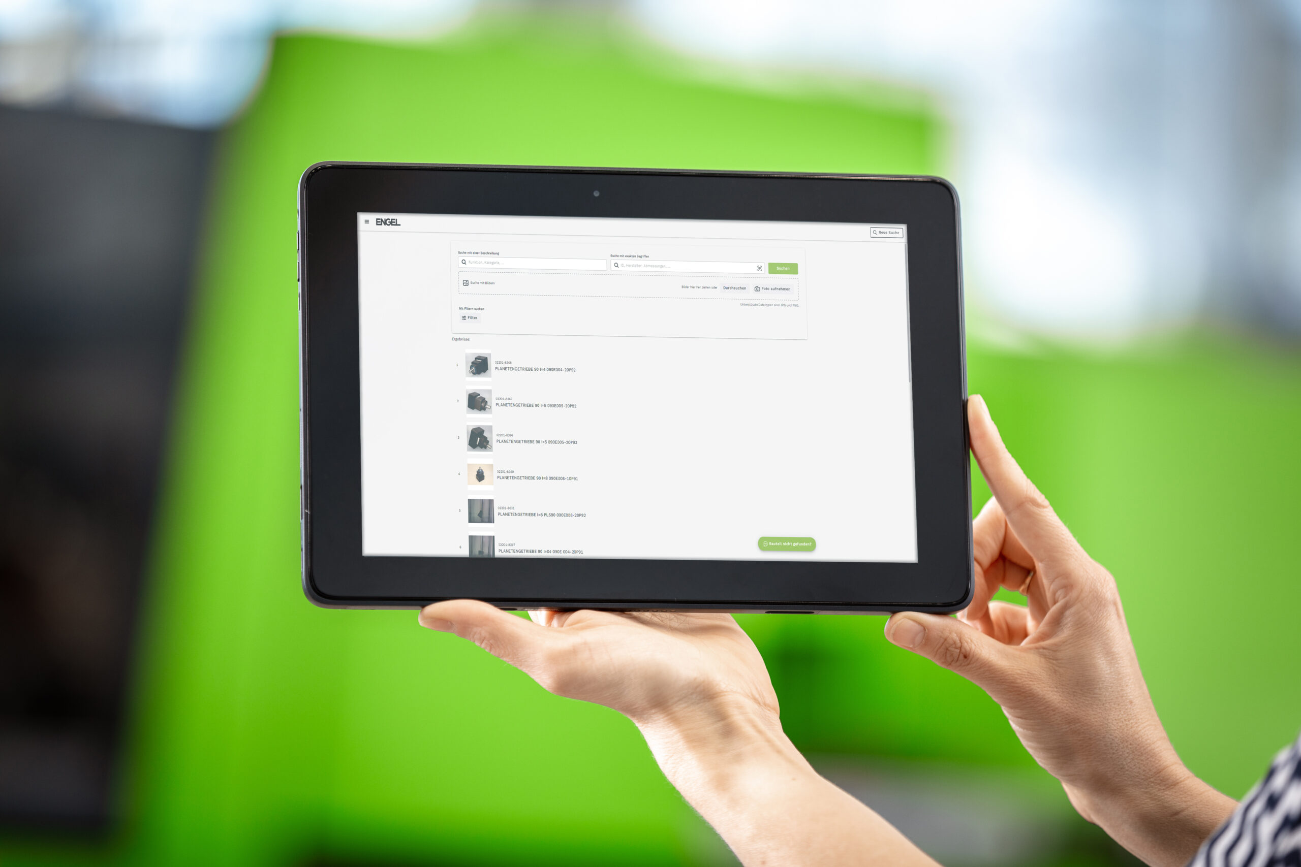 Thanks to the smart search function, ENGEL part finder speeds up the part identification process – an example of a parts list search is shown here..
